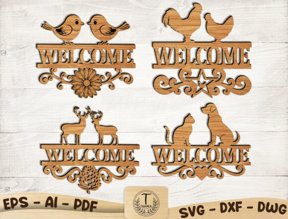Download Animal Welcome Sign Laser Cut Files SVG - Premium Bundle