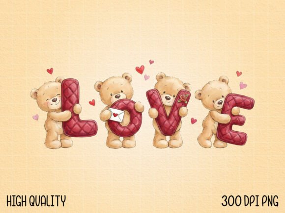 Download Cute Teddy Bear LOVE Letter Clipart PNG - Love letter clipart Collection